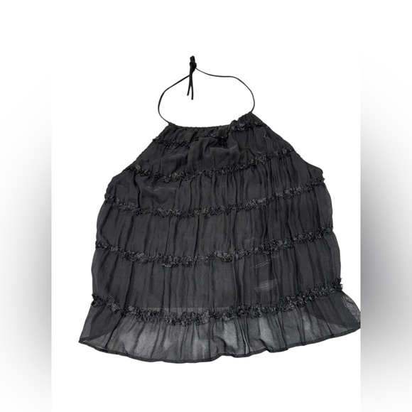 Tops - Black Sheer Halter Top